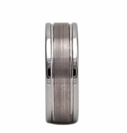 8mm Brushed Center Tungsten Carbide Wedding Ring