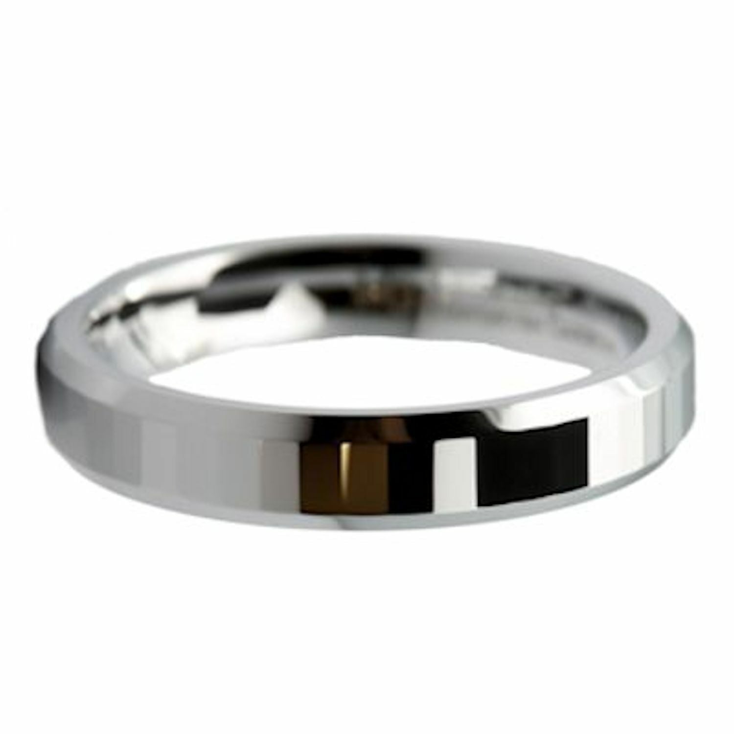 4mm White Tungsten Carbide Polished Center Tiled Wedding Band Ring
