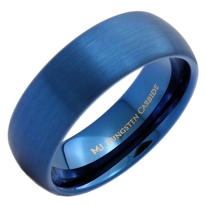 3, 5, 6, or 8mm Blue Plated Inside and Outside Tungsten Carbide Wedding Ring