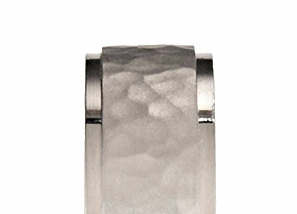 5mm or 7mm Hammered Titanium Wedding Band Recessed Edges Comfort Fit Ring