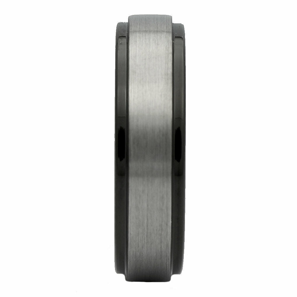 6 or 8mm Brushed Tungsten Carbide Wedding Band Plated Black Ring