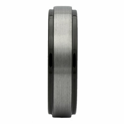 6 or 8mm Brushed Tungsten Carbide Wedding Band Plated Black Ring