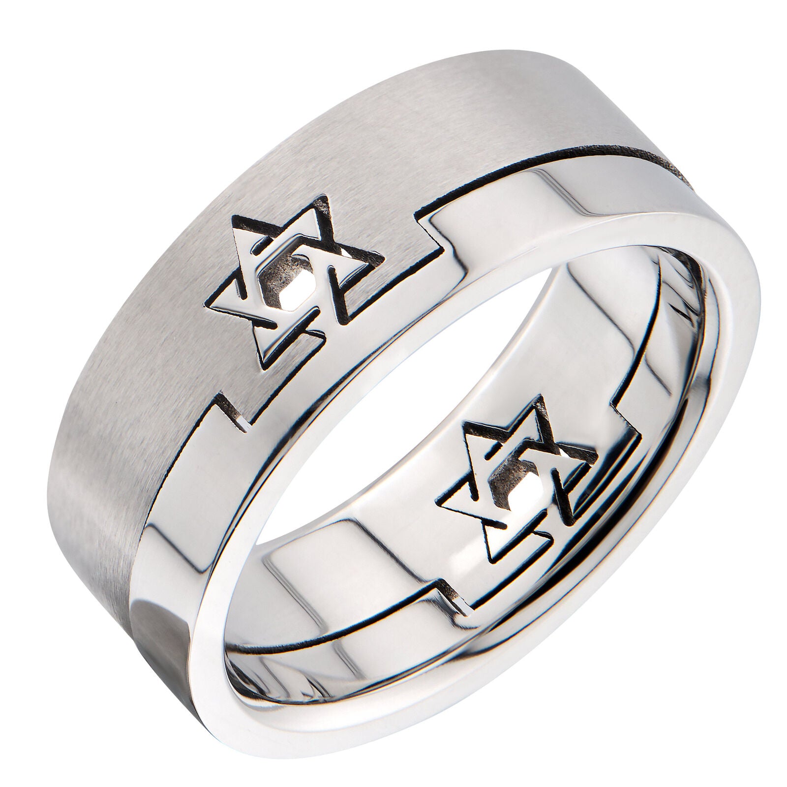 8mm Star Of David 2 Part Puzzle Ring Surgical Steel 316L Stainless Steel