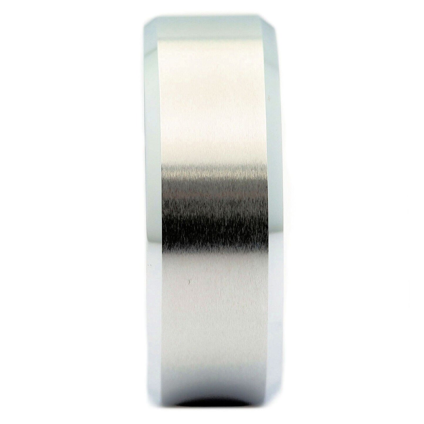 6mm Brushed White Tungsten Carbide Wedding Band Polished Edges Ring