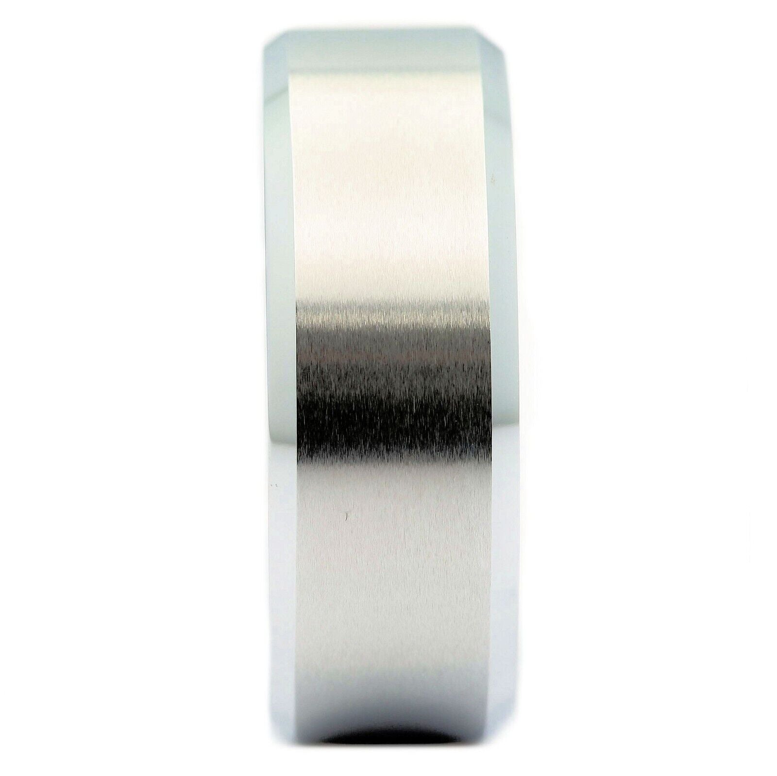 6mm Brushed White Tungsten Carbide Wedding Band Polished Edges Ring
