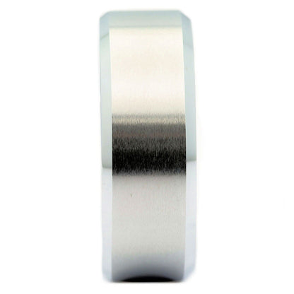 6mm Brushed White Tungsten Carbide Wedding Band Polished Edges Ring