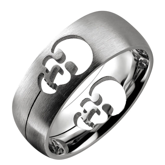 Brushed Stainless Steel cut out Skull Ring Comfort Fit