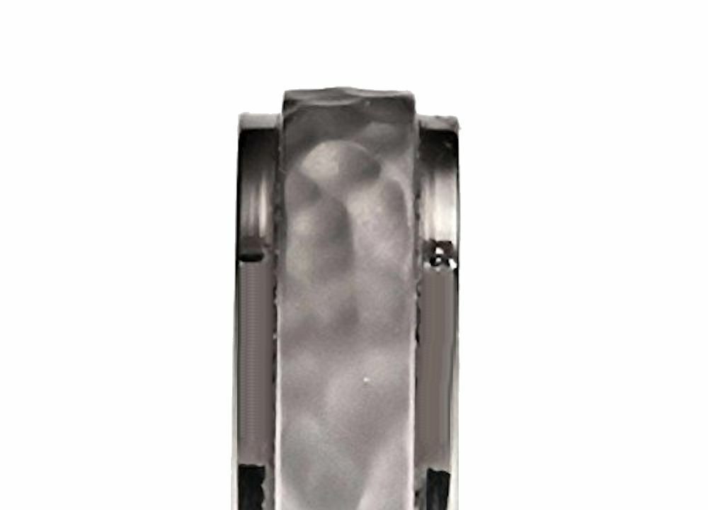 5mm or 7mm Hammered Titanium Wedding Band Recessed Edges Comfort Fit Ring