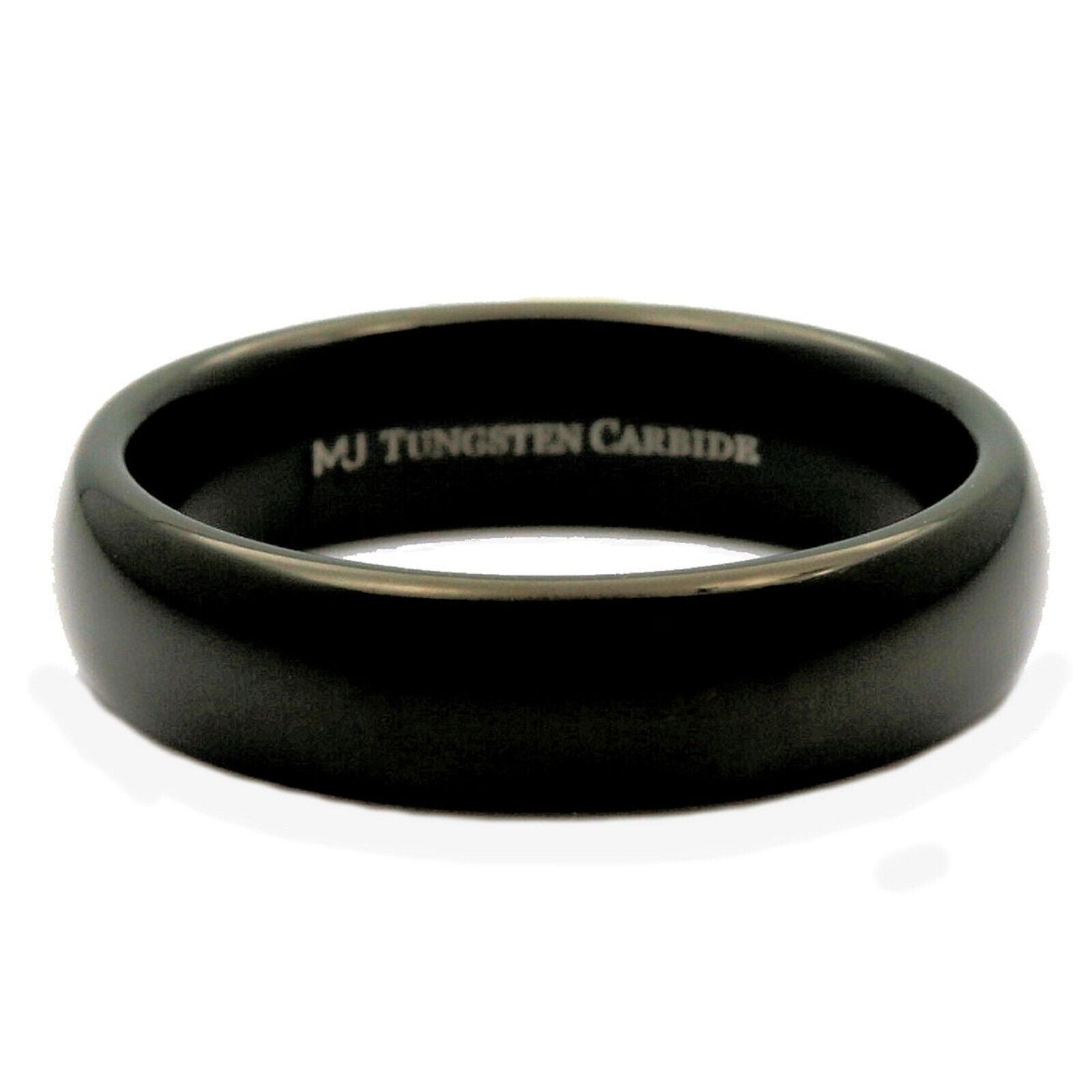 6mm or 8mm Black Plated Tungsten Carbide Wedding Band Ring