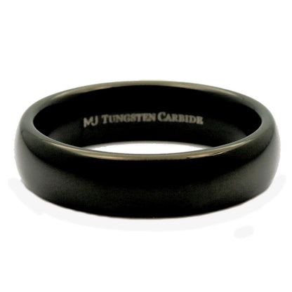 6mm or 8mm Black Plated Tungsten Carbide Wedding Band Ring