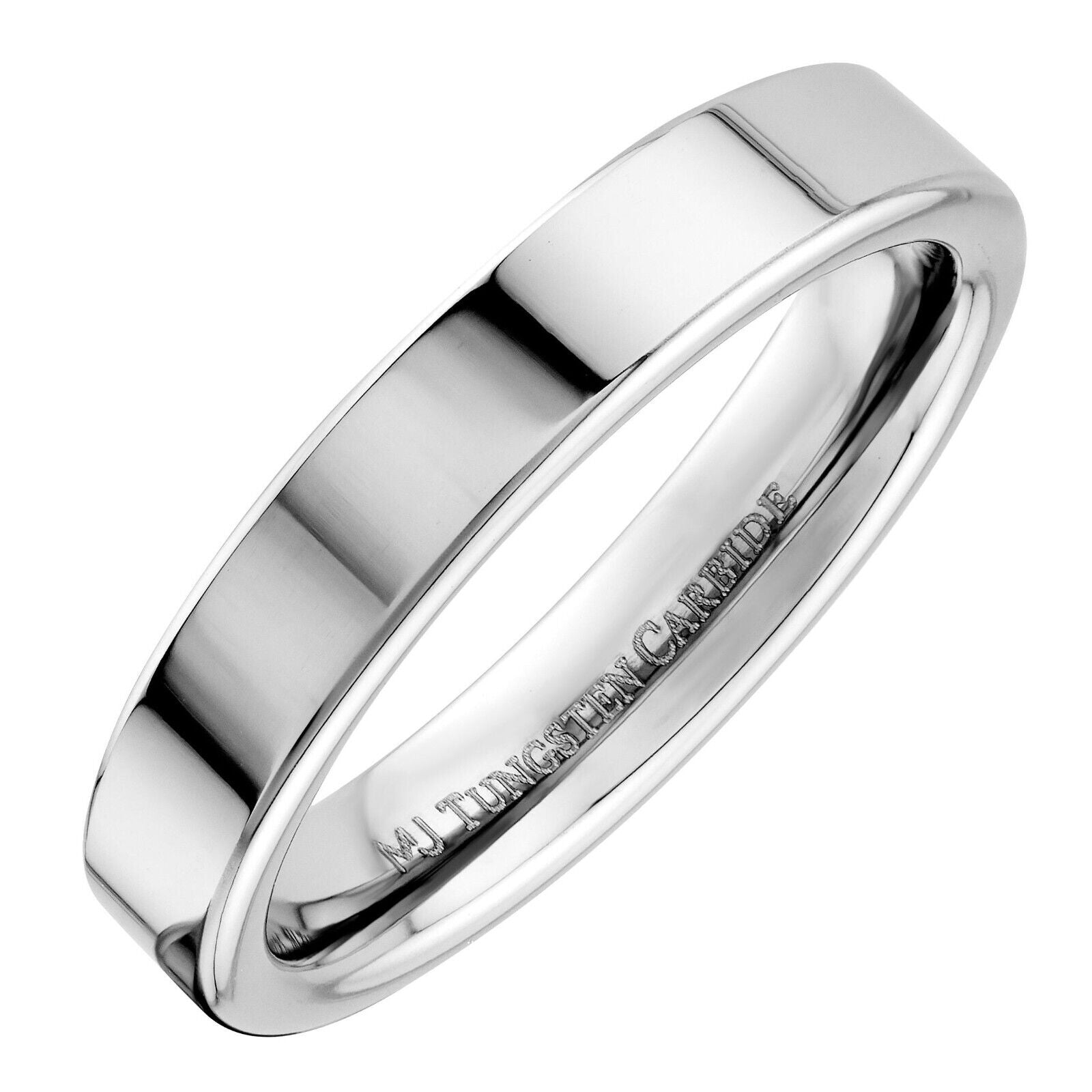 Custom Engraved Tungsten Carbide Mirror Polished Ring Band Pipe flat