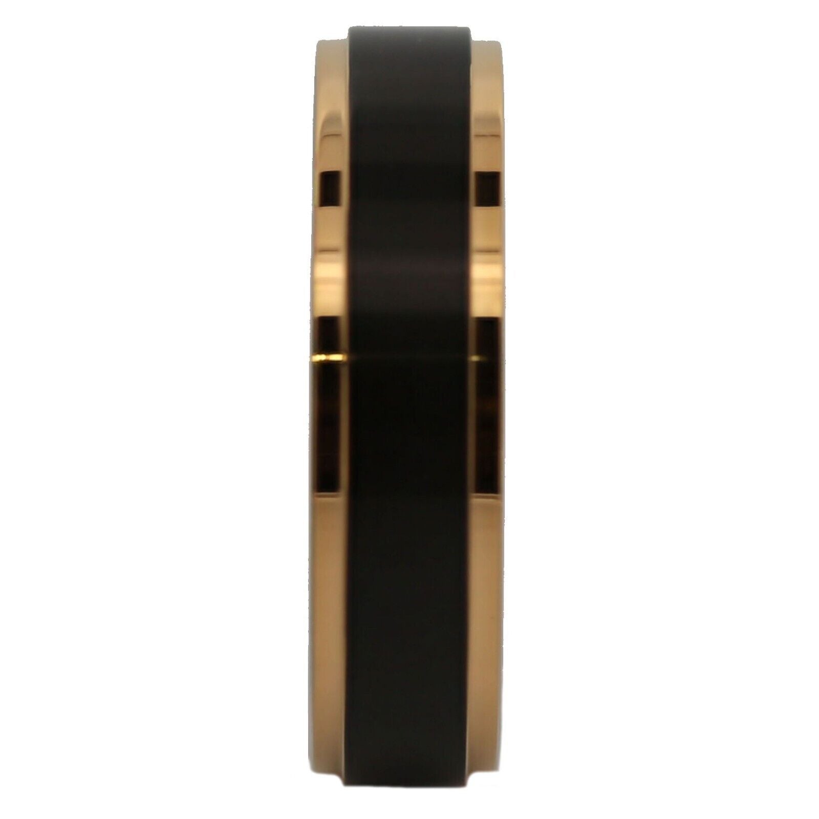 Bushed Stainless Steel 6mm or 8mm Black Plated Drop Down Edges Gold or Rose Gold