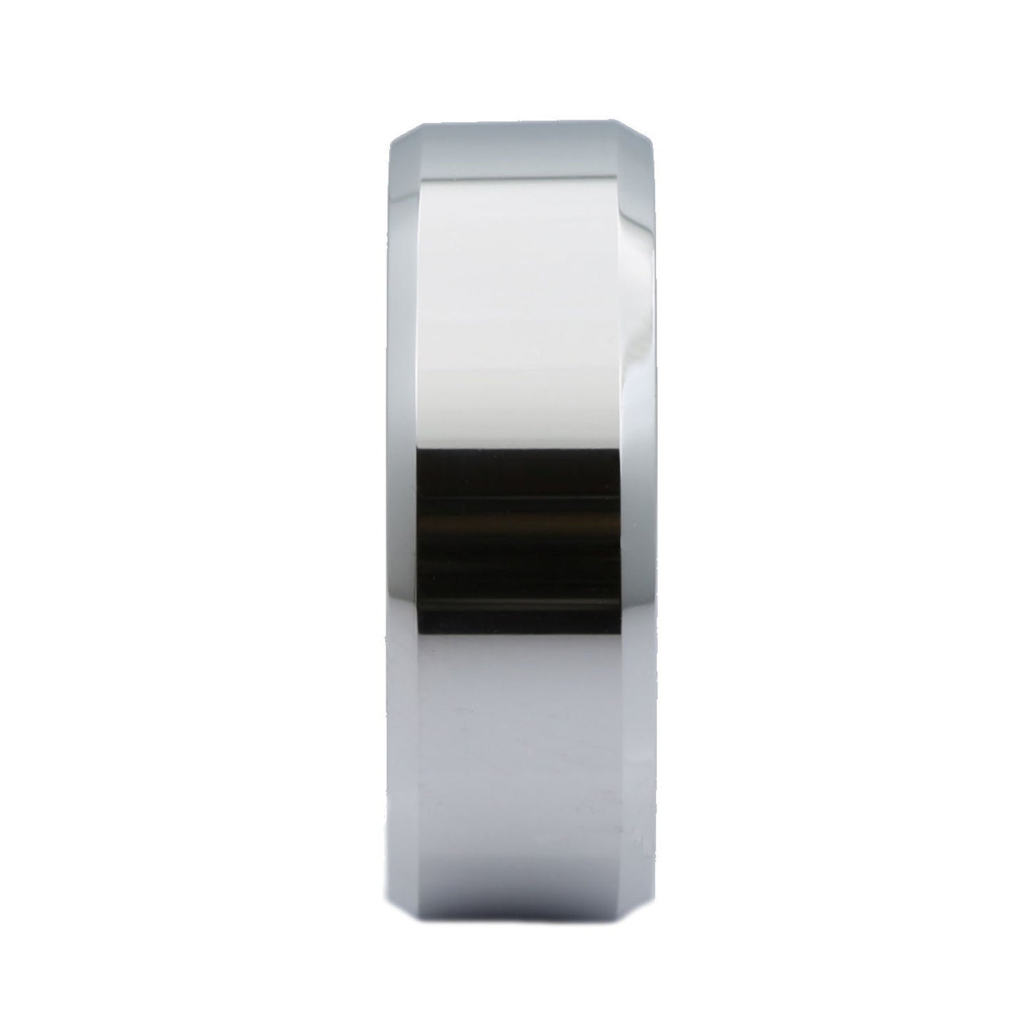 White Tungsten Carbide Mirror Polished With Beveled Edges Wedding Band Ring 