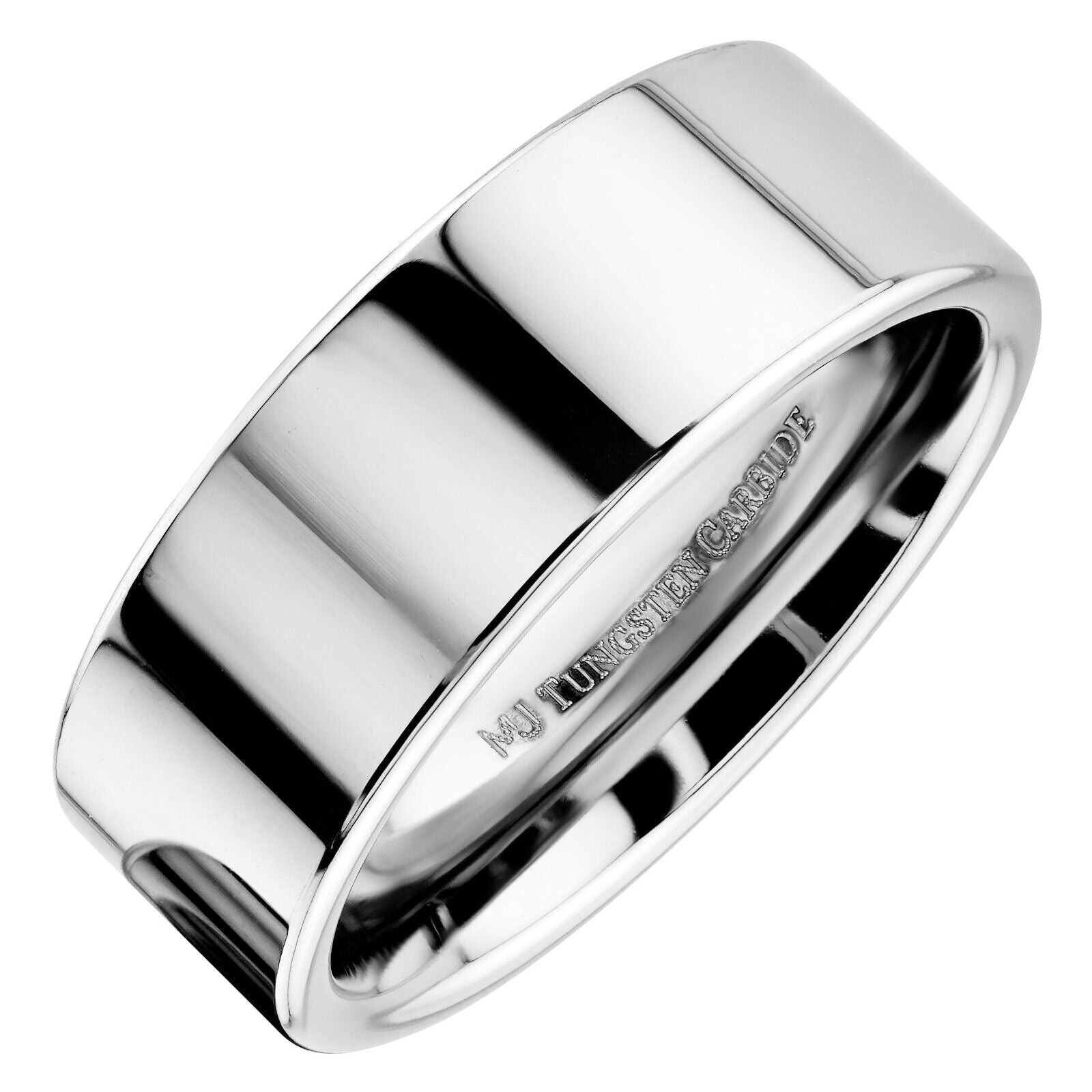 Custom Engraved Tungsten Carbide Mirror Polished Ring Band Pipe flat