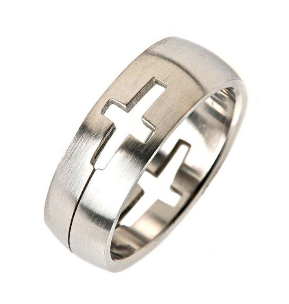 8mm Cross Cut-Out 316L Surgical Stainless Steel Ring