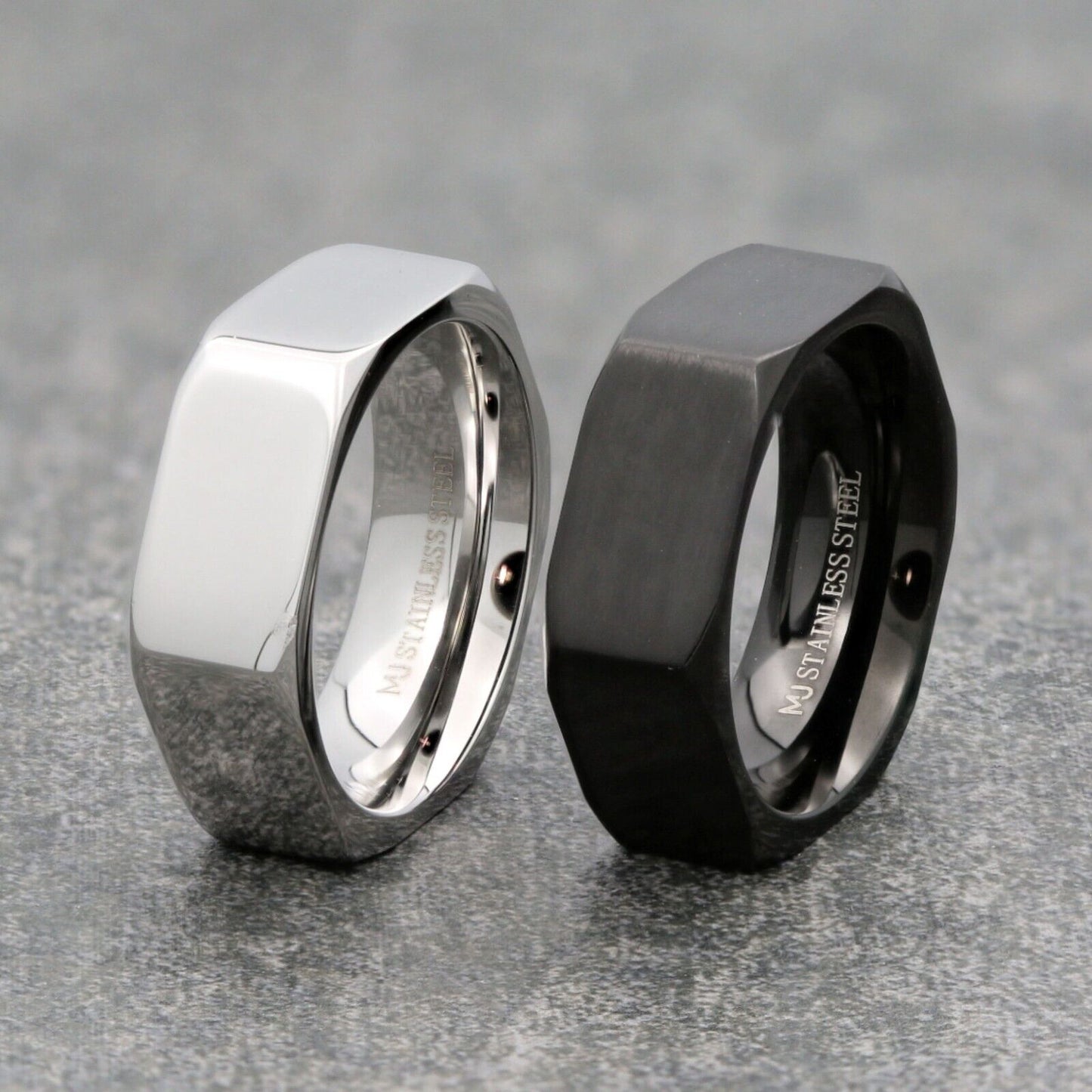 Stainless Steel Black Plated or Polished Finish Nut Style Ring 4mm 6mm or 8mm