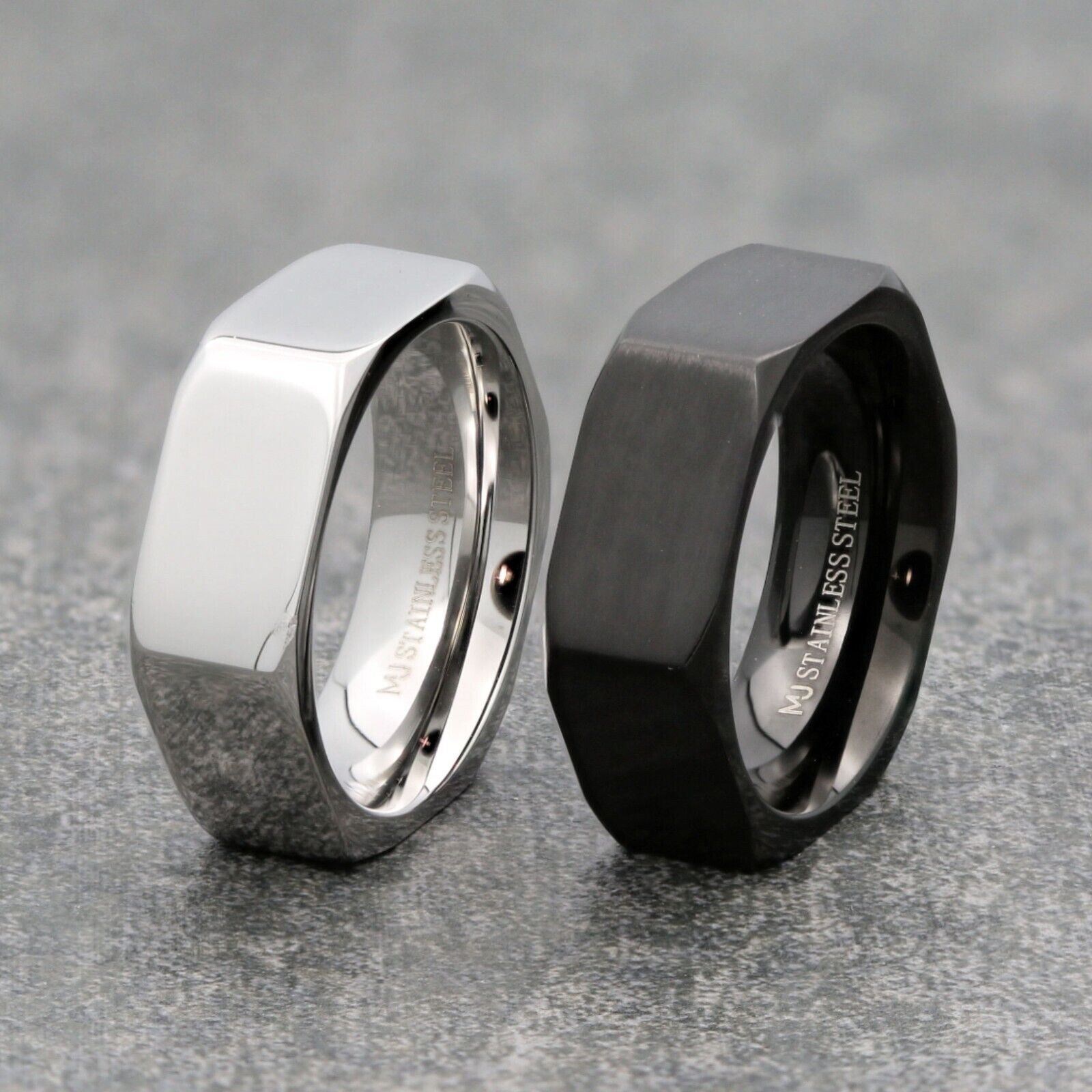 Stainless Steel Black Plated or Polished Finish Nut Style Ring 4mm 6mm or 8mm
