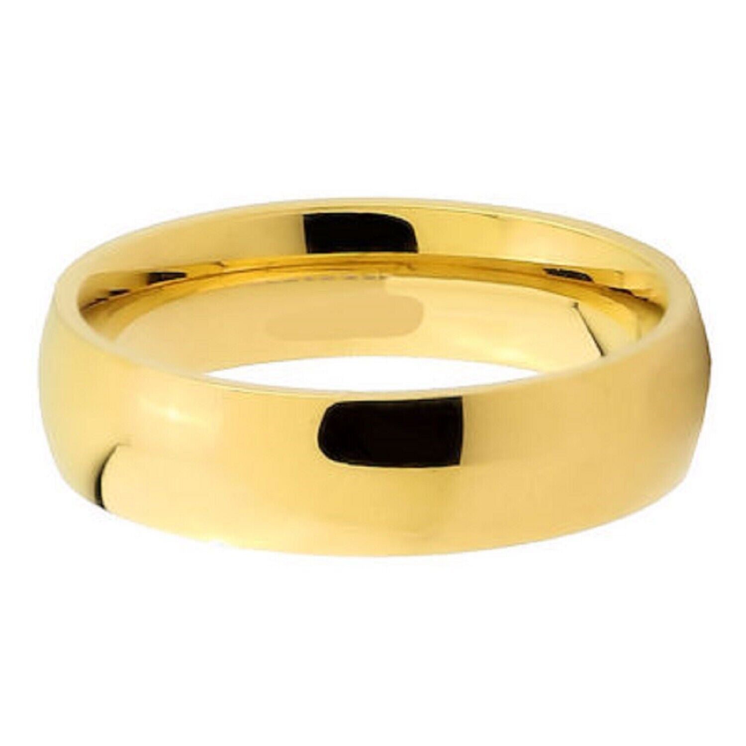 Gold, Rose Gold or Polished 4 or 6mm Stainless Steel Band Half Dome Ring