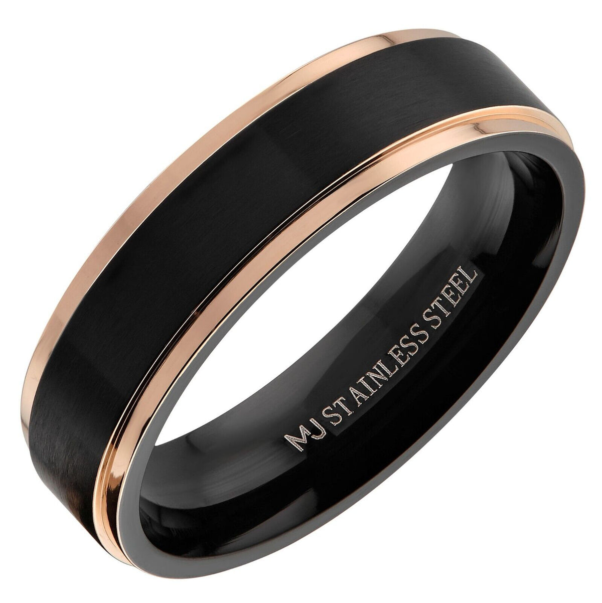 Brushed Stainless Steel 6mm or 8mm Black Plated Drop Down Edges Gold or Rose Gold - alternate view 17