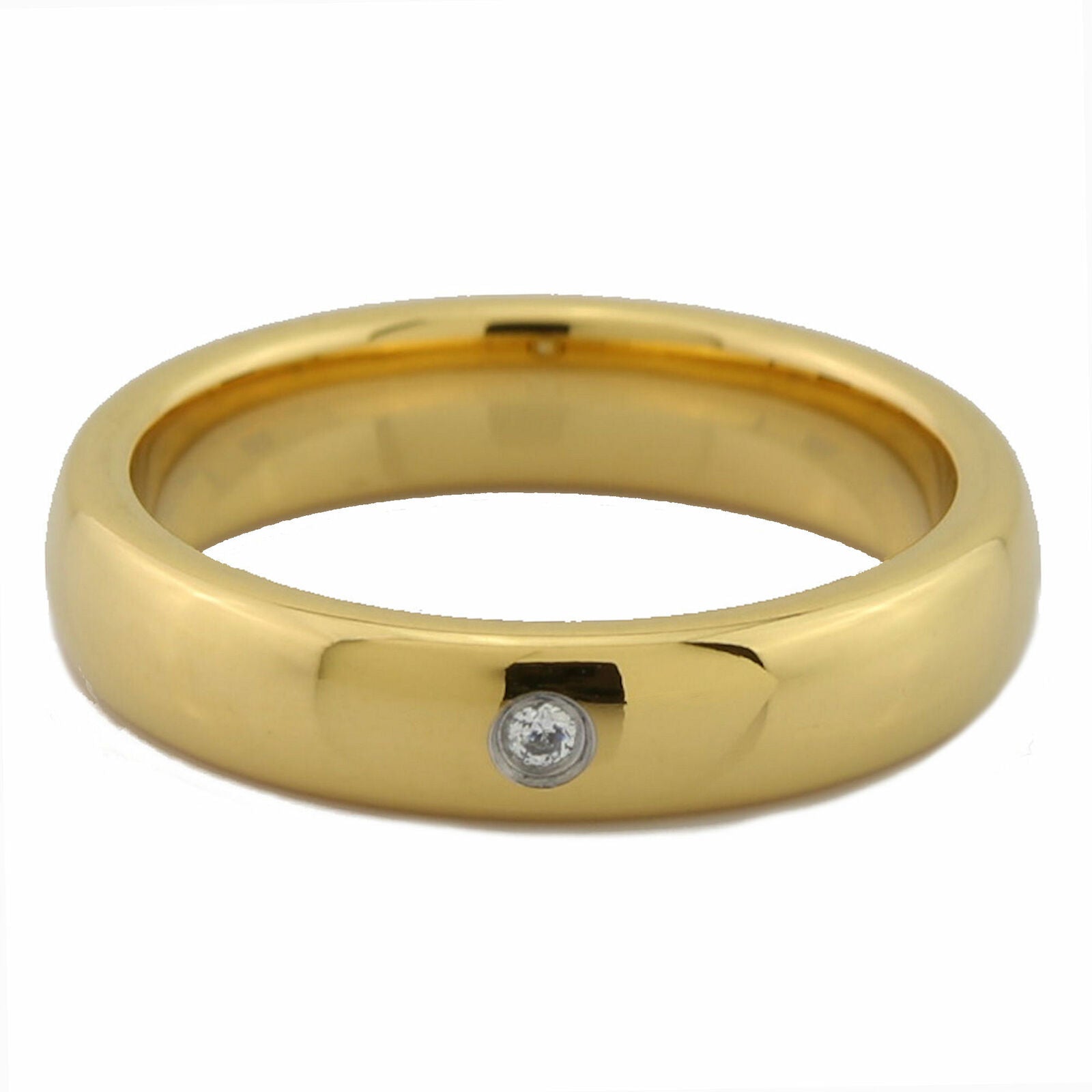 4, 6 or 8mm Gold Plated Tungsten Carbide Band Classic Half Dome Single CZ Ring
