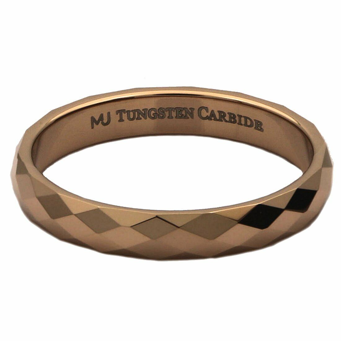 3mm Rose Gold Plated Faceted Honeycomb Pattern Tungsten Carbide Wedding Ring