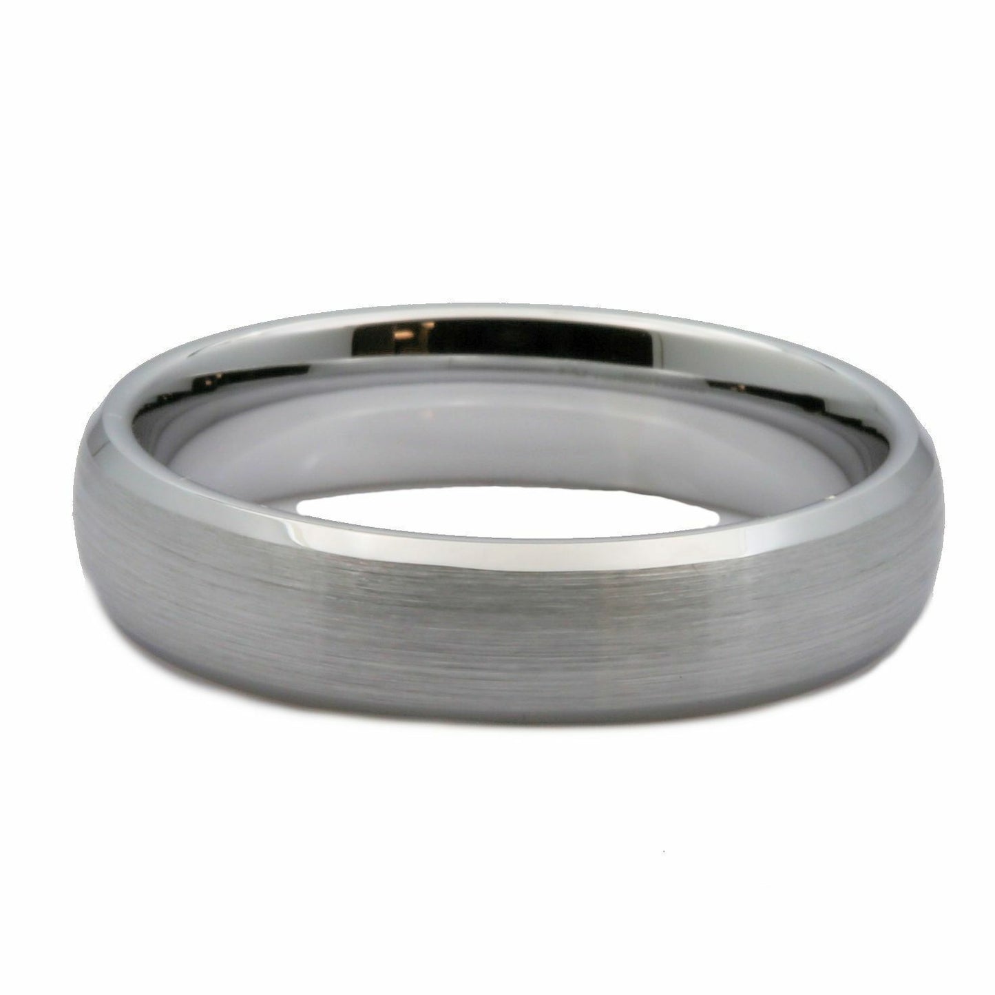 5mm White Tungsten Carbide Brushed Curved Polish Edge Wedding Band Ring