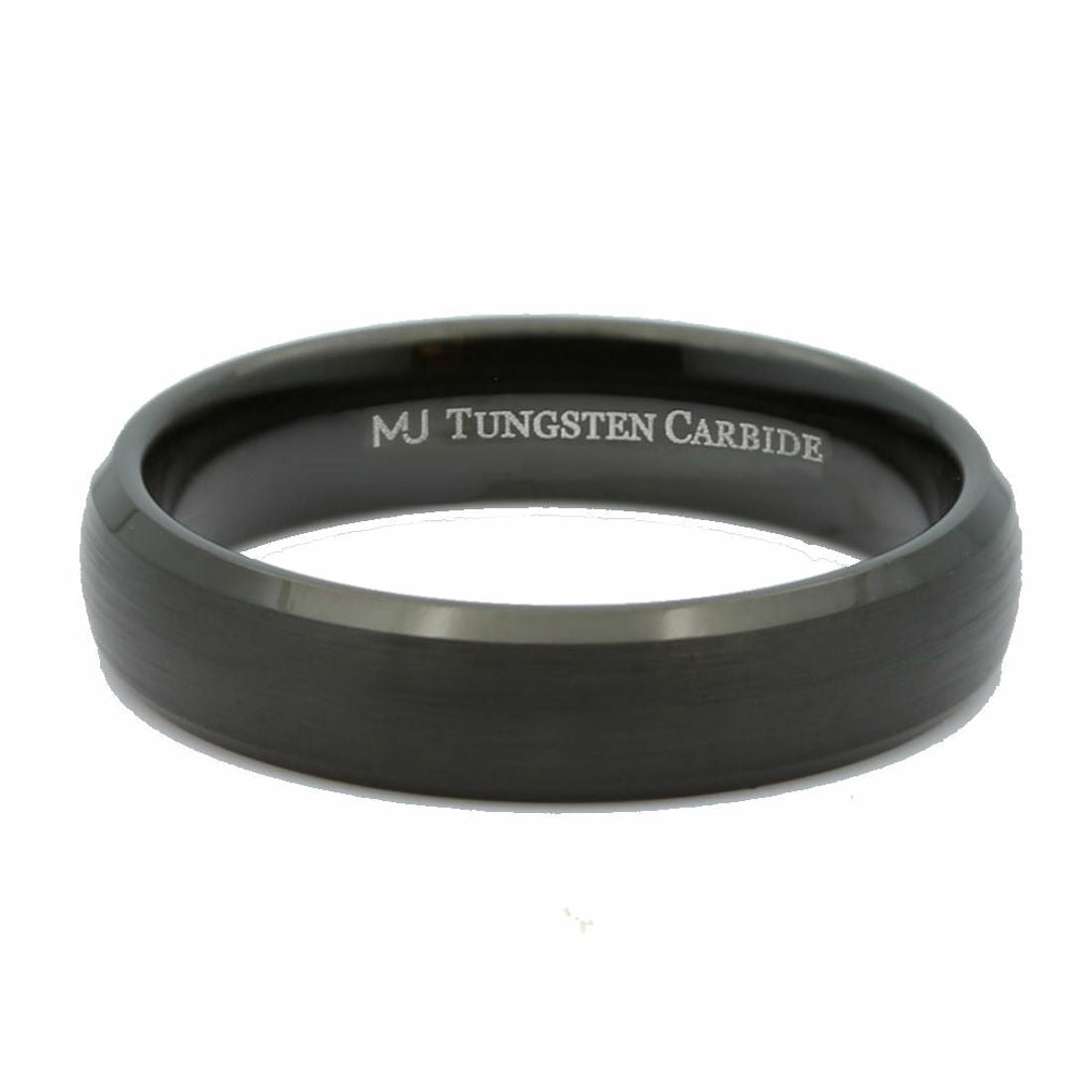 5mm Tungsten Carbide Black Plated Brushed Center and Polished Edge Ring