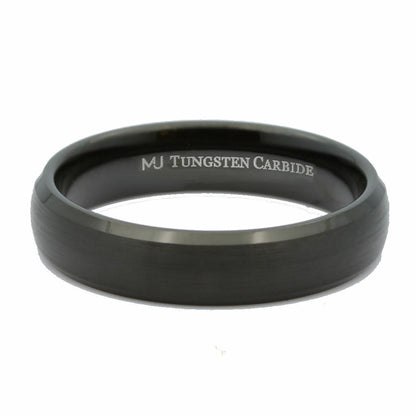5mm Tungsten Carbide Black Plated Brushed Center and Polished Edge Ring