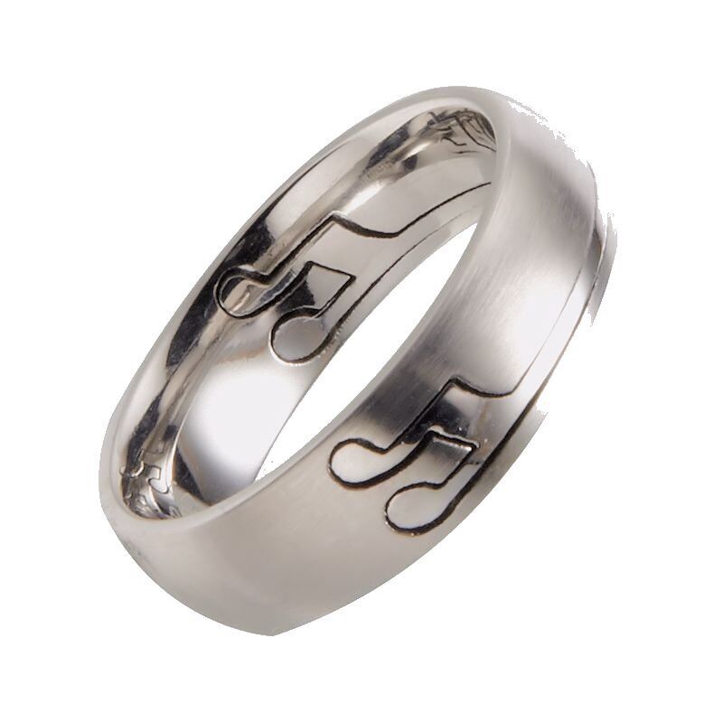 Musical Note Puzzle Ring 6mm 8mm  comfort fit 316L Surgical Stainless Steel Band