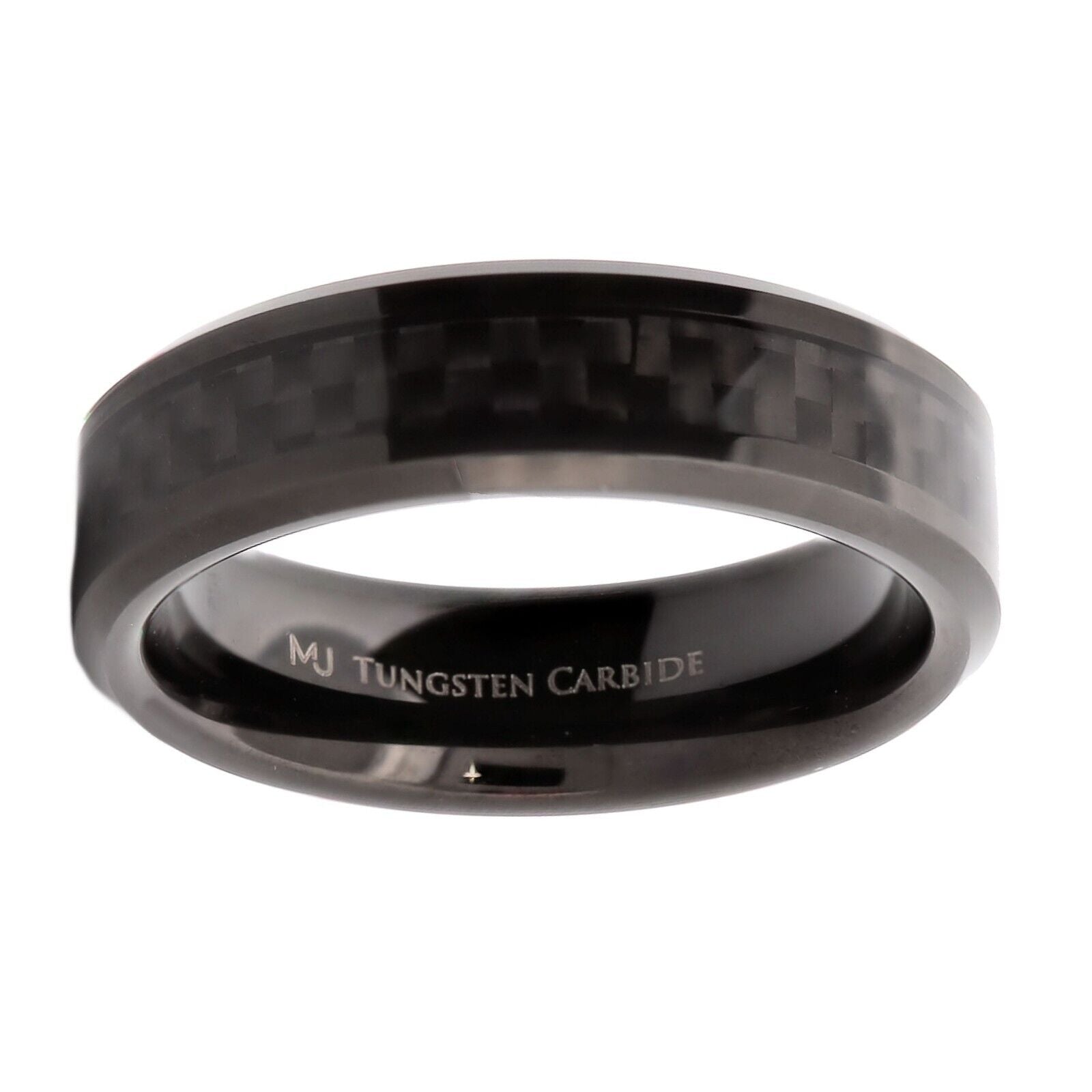 6mm or 8mm Mirror Polished or 8mm Black Plated Tungsten Carbide Wedding Ring Bla