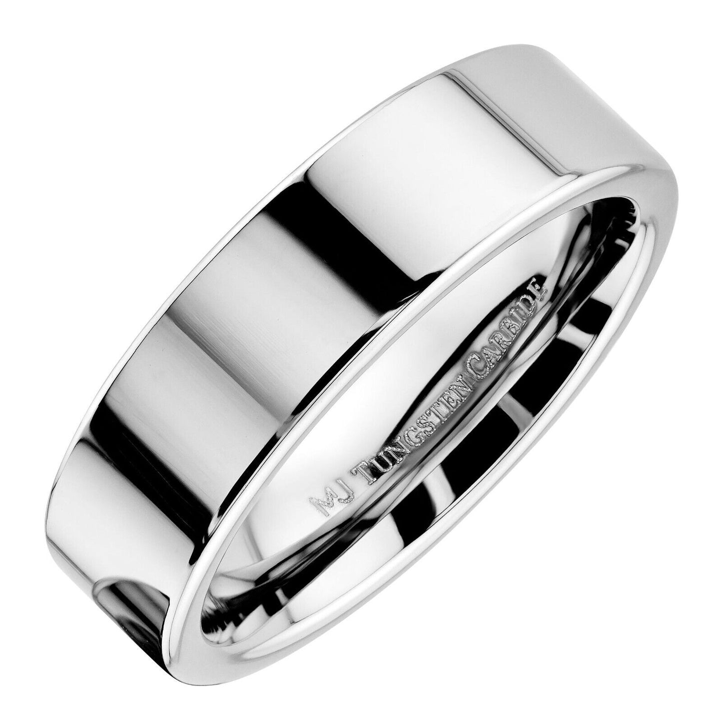 Custom Engraved Tungsten Carbide Mirror Polished Ring Band Pipe flat