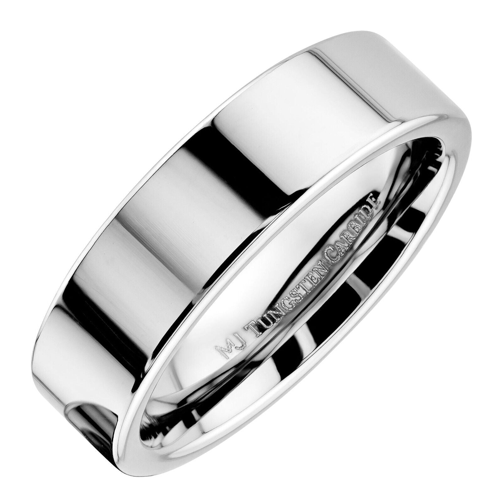 Custom Engraved Tungsten Carbide Mirror Polished Ring Band Pipe flat