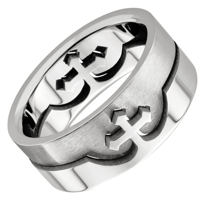 Cross Puzzle Ring 316L Surgical Grade Stainless Steel 8mm Sizes 5 to 14
