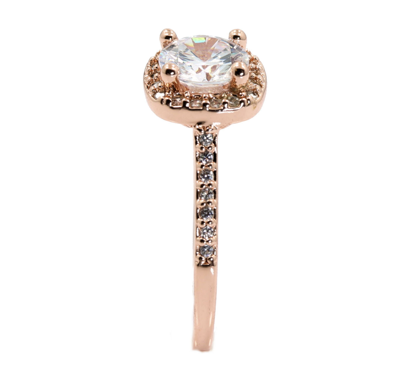 Rose Gold Plated Wedding Band Square Cubic Zirconia Ring