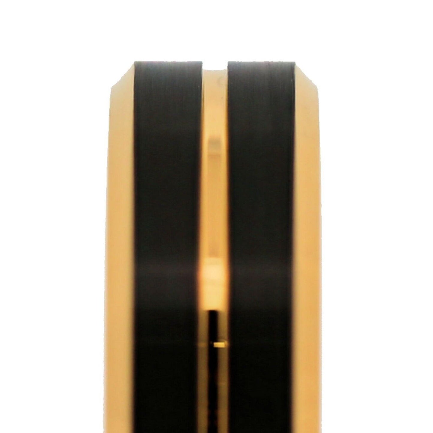 Tungsten Carbide 8mm Gold Plated Wedding Band with a Black Plated Face