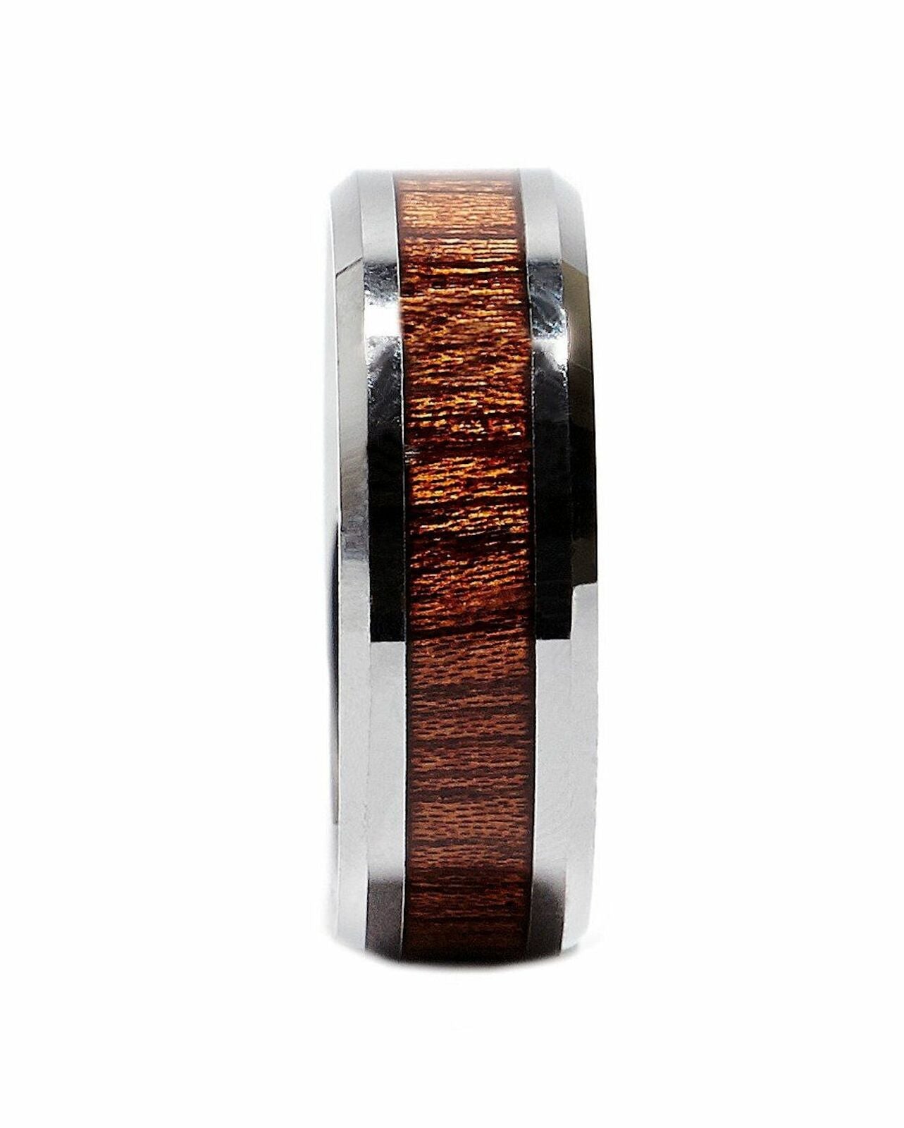 8mm Tungsten Carbide Rosewood Inlay Wedding Ring Comfort Fit