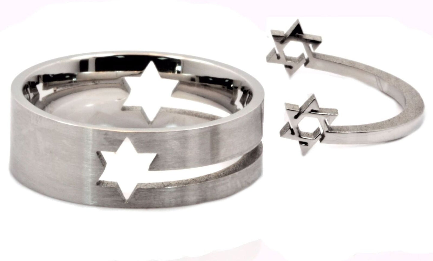 8mm Star Of David 2 Part Puzzle Ring Surgical Steel 316L Stainless Steel