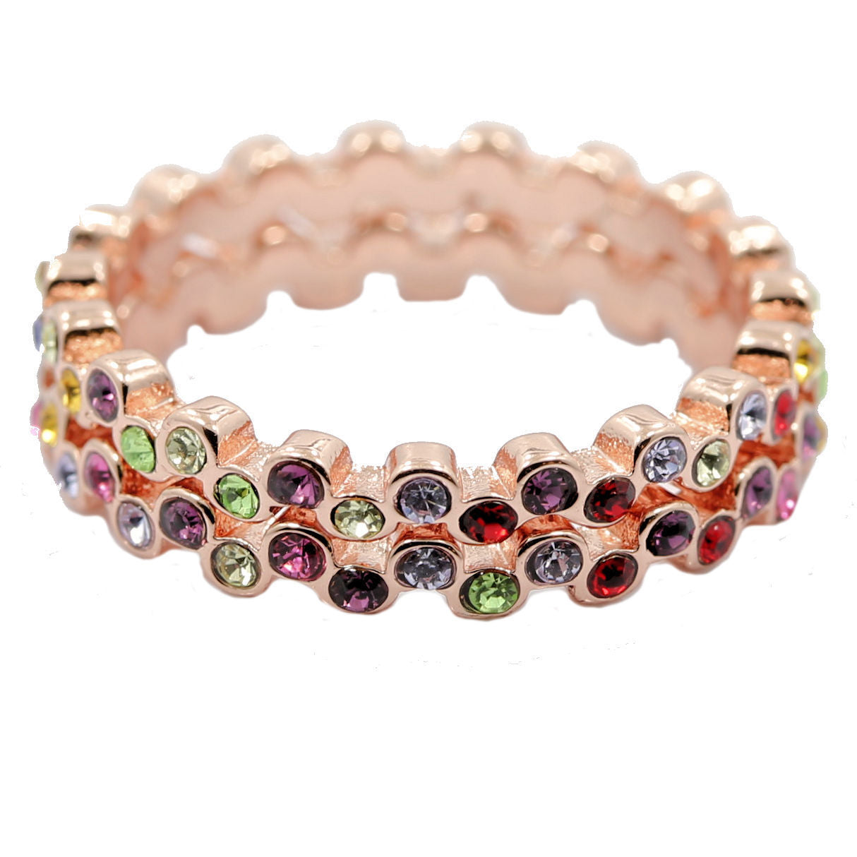 Rose Gold Plated Stackable Wedding Band Cubic Zirconia Ring