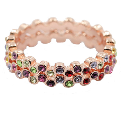 Rose Gold Plated Stackable Wedding Band Cubic Zirconia Ring