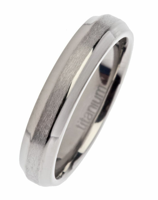 5mm Brushed Titanium Wedding Ring Comfort Fit Unisex Band