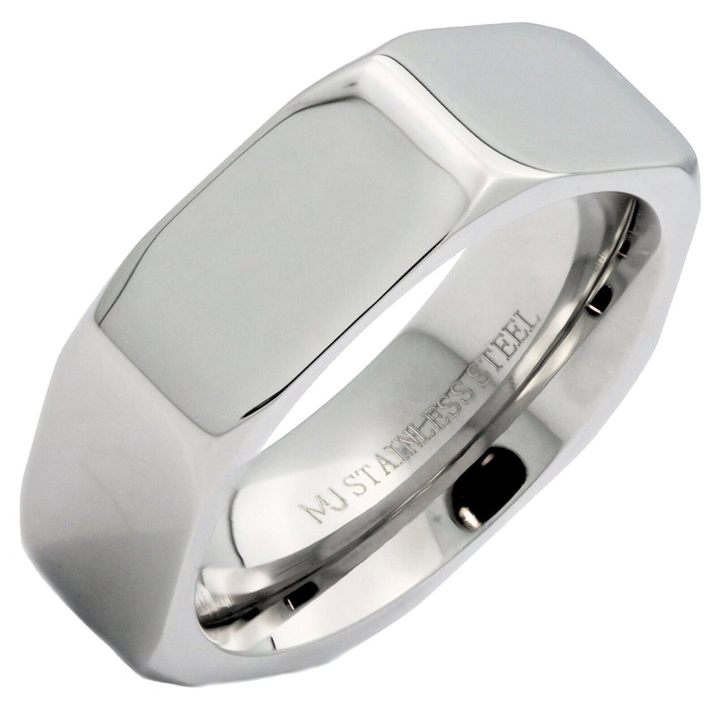 Stainless Steel Black Plated or Polished Finish Nut Style Ring 4mm 6mm or 8mm