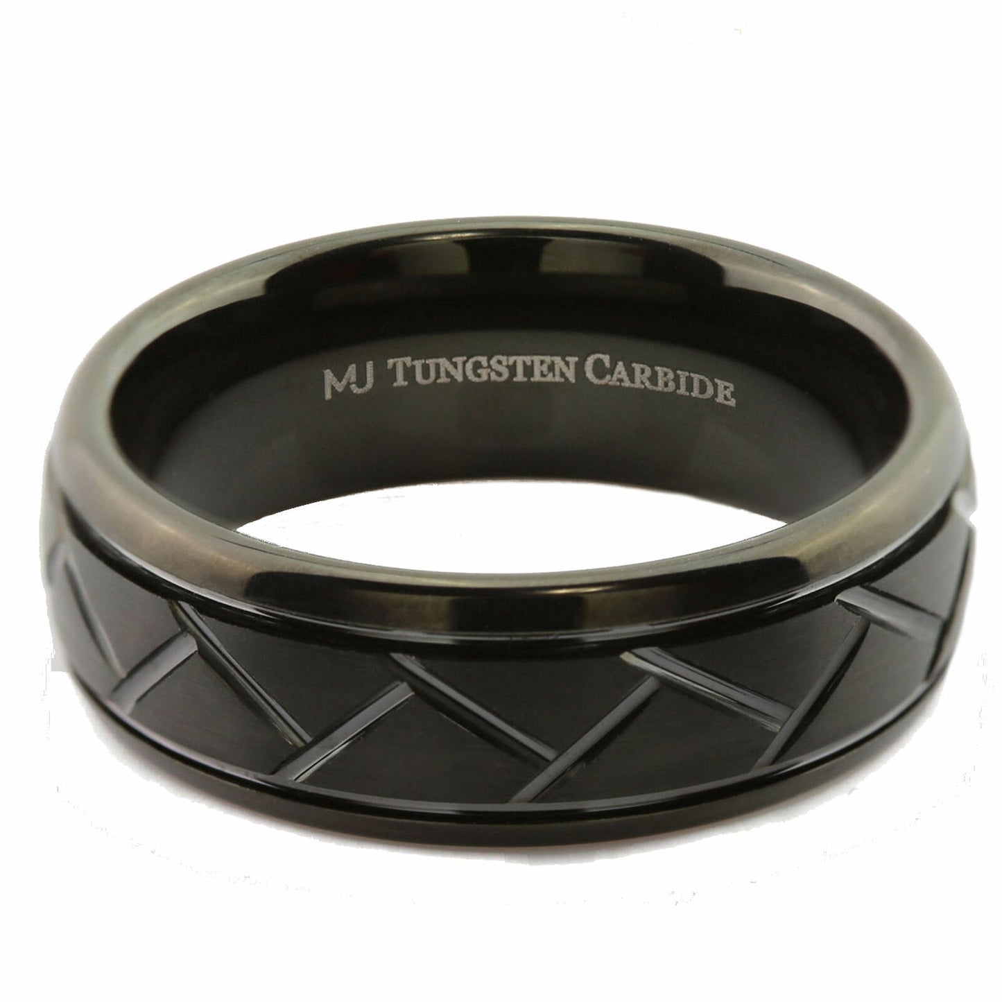 Tungsten Carbide 8mm Band Hand Crafted Brushed Black Plated Ring