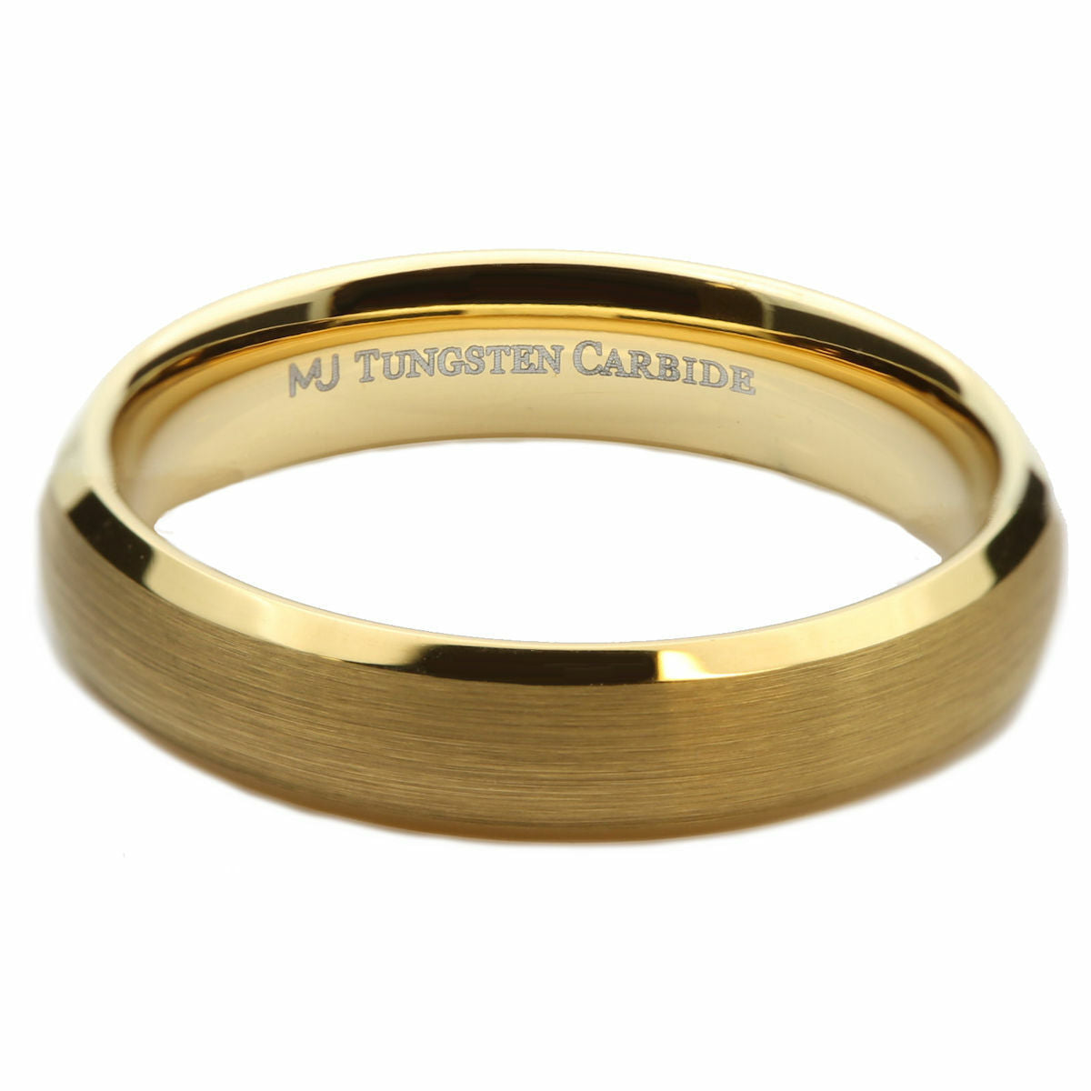 5mm Gold Plated Tungsten Carbide Brushed Curve with Polished Edge Ring