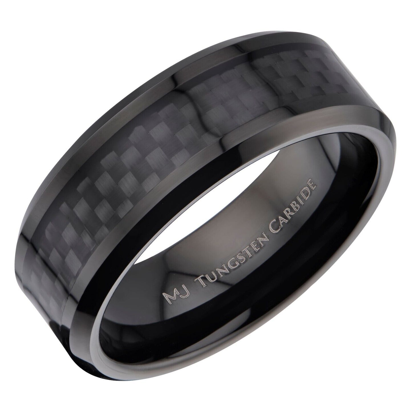 6mm or 8mm Mirror Polished or 8mm Black Plated Tungsten Carbide Wedding Ring Bla