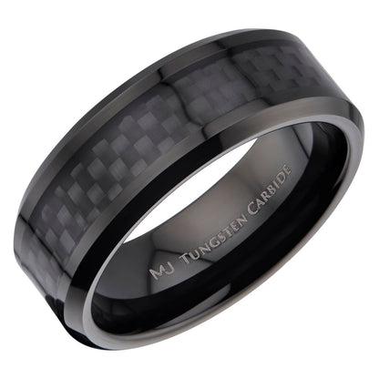 6mm or 8mm Mirror Polished or 8mm Black Plated Tungsten Carbide Wedding Ring Bla
