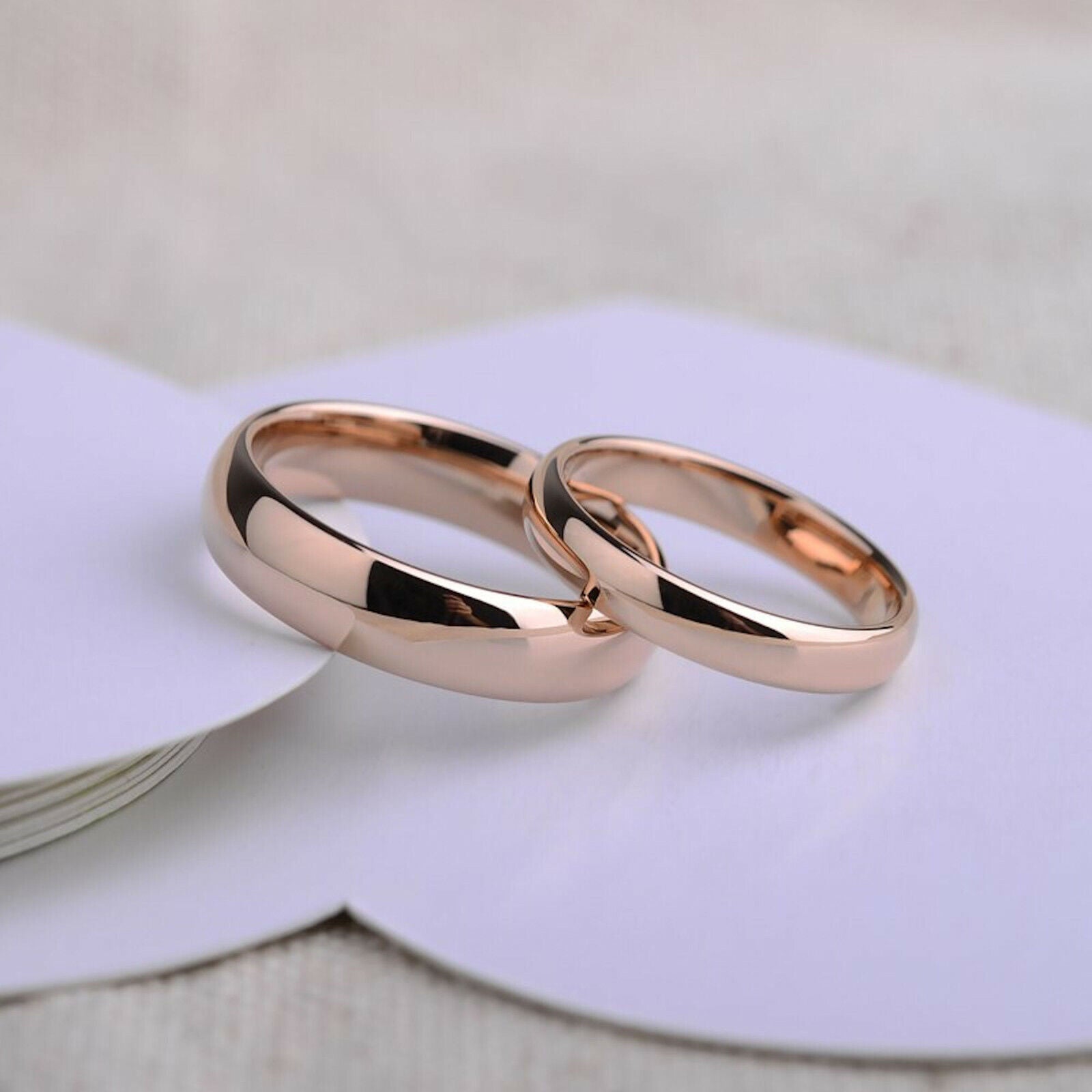 Rose Gold Plated polished Tungsten Carbide Ring Wedding Band 2mm 3mm 4mm 6mm
