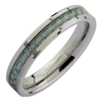 4mm Tungsten Carbide Blue, Pink or Purple Carbon Fiber Inlay Wedding Band