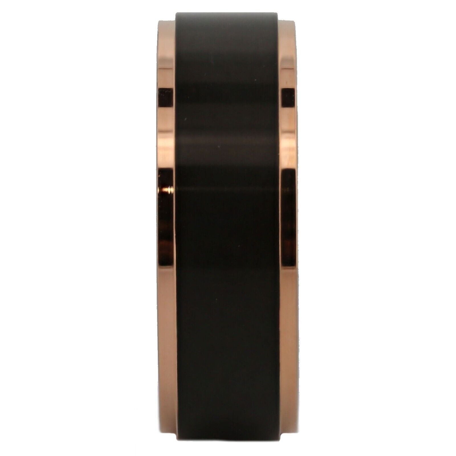 Bushed Stainless Steel 6mm or 8mm Black Plated Drop Down Edges Gold or Rose Gold