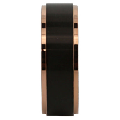 Bushed Stainless Steel 6mm or 8mm Black Plated Drop Down Edges Gold or Rose Gold