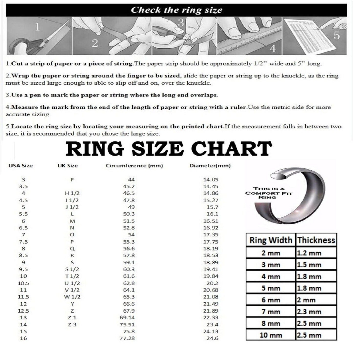 Custom Engraved Classic Stainless Steel Band Half Dome Ring Comfort Fit 